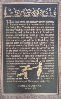 Savoy Ballroom "Plaque" image. Click for full size.