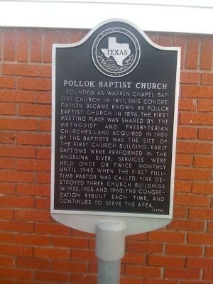 Pollok Baptist Church Marker. Click for full size. Pollok Baptist Church Marker image. Click for full size.