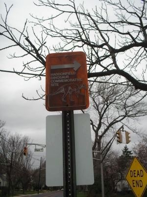 Hadrosaurus Foulkii Directional Sign image. Click for full size.