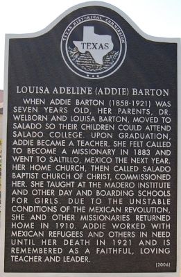 Louisa Adeline (Addie) Barton Marker image. Click for full size.