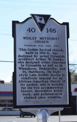 Wesley Methodist Church Marker, reverse side. Click for full size. Wesley Methodist Church Marker, reverse side image. Click for full size.