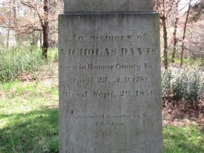 Nicholas Davis Burial Marker image. Click for full size.