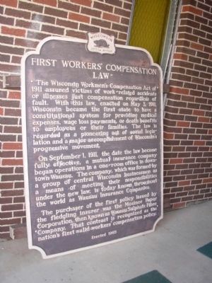 First Workers' Compensation Law Marker image. Click for full size.
