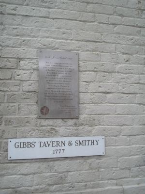 Marker on Gibbs� Tavern & Smithy image. Click for full size.