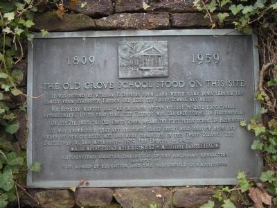 Old Grove School Marker. Click for full size. Old Grove School Marker image. Click for full size.