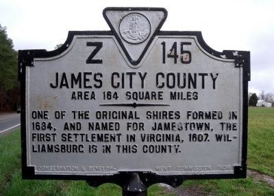 James City County Marker (reverse) image. Click for full size.