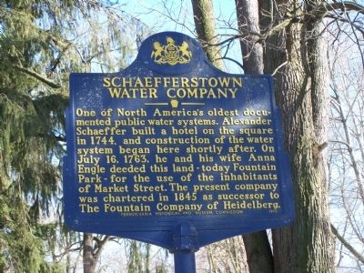 Schaefferstown Water Company Marker. Click for full size. Schaefferstown Water Company Marker image. Click for full size.