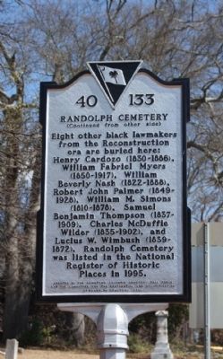 Randolph Cemetery Marker Reverse image. Click for full size.
