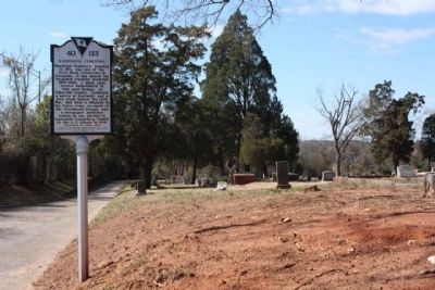 Randolph Cemetery Marker along Frontage Road, looking west image. Click for full size.