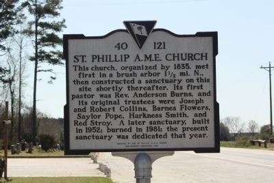 St. Phillip A.M.E. Church Marker image. Click for full size.