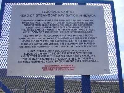 Eldorado Canyon Marker. Click for full size. Eldorado Canyon Marker image. Click for full size.