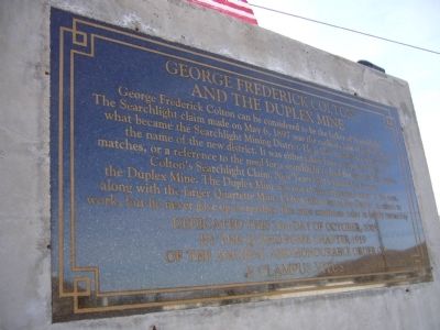 George Frederick Colton and the Duplex Mine Marker image. Click for full size.