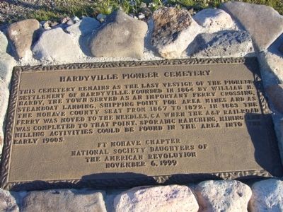 Hardyville Pioneer Cemetery Marker. Click for full size. Hardyville Pioneer Cemetery Marker image. Click for full size.