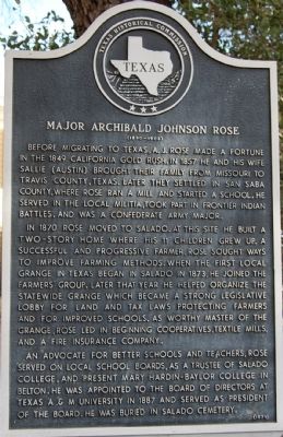 Major Archibald Johnson Rose Marker. Click for full size. Major Archibald Johnson Rose Marker image. Click for full size.