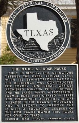 The Major A.J. Rose House Marker image. Click for full size.