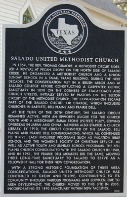Salado United Methodist Church Marker image. Click for full size.