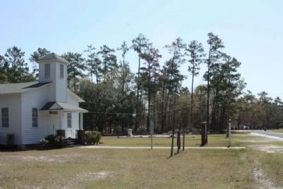 Rehoboth Methodist Church and Marker as seen along Old Macbeth Road, looking east. Click for full size. Rehoboth Methodist Church and Marker as seen along Old Macbeth Road, looking east image. Click for full size.