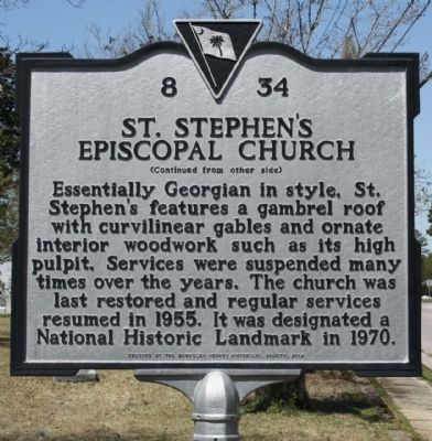 St. Stephen's Episcopal Church Marker reverse side image. Click for full size.