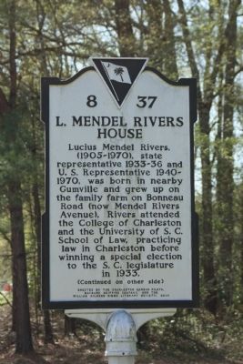 L. Mendel Rivers House Marker image. Click for full size.