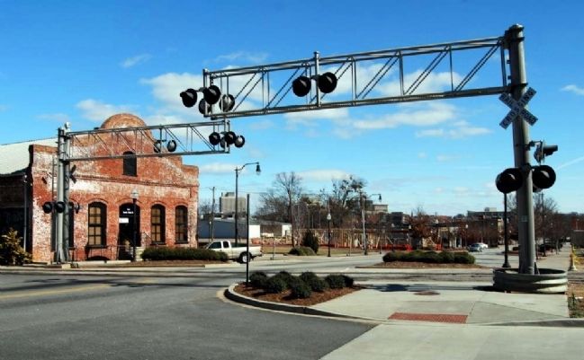 Cigar Warehouse, Railroad Tracks<br>Greenville Downtown in Background. Click for full size. Cigar Warehouse, Railroad Tracks<br>Greenville Downtown in Background image. Click for full size.