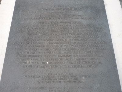 Emma Lazarus Marker. Click for full size. Emma Lazarus Marker image. Click for full size.