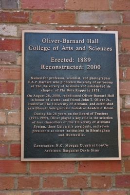 Oliver-Barnard Hall Marker image. Click for full size.
