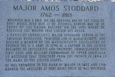 Major Amos Stoddard Marker image. Click for full size.