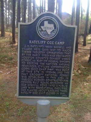 Ratcliff CCC Camp Marker. Click for full size. Ratcliff CCC Camp Marker image. Click for full size.