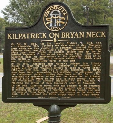 Kilpatrick on Bryan Neck Marker image. Click for full size.