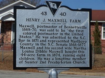 Henry J. Maxwell Farm Marker, reverse side image. Click for full size.