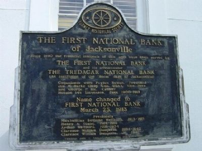 The First National Bank of Jacksonville Marker image. Click for full size.