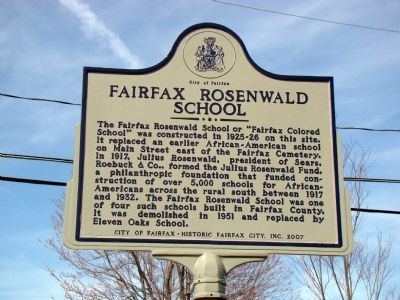 Fairfax Rosenwald School Marker image. Click for full size.