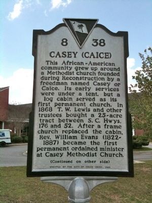 Casey (Caice) Marker (front) image. Click for full size.