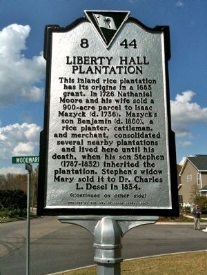 Liberty Hall Plantation Marker (front) image. Click for full size.