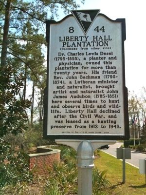 Liberty Hall Plantation Marker (reverse) image. Click for full size.