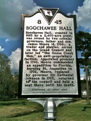 Boochawee Hall Marker (front). Click for full size. Boochawee Hall Marker (front) image. Click for full size.