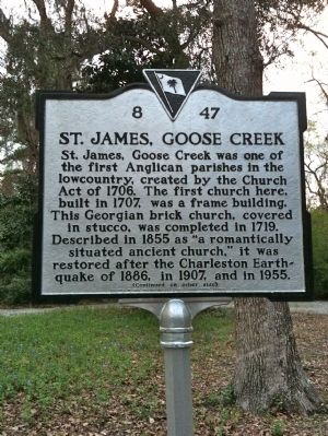 St. James, Goose Creek Marker (front) image. Click for full size.