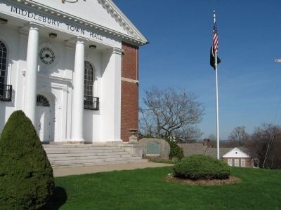 Middlebury Veterans Memorial and Middlebury Town Hall image. Click for full size.