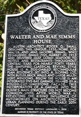 Walter and Mae Simms House Marker. Click for full size. Walter and Mae Simms House Marker image. Click for full size.