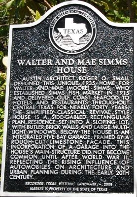 Walter and Mae Simms House Marker image. Click for full size.