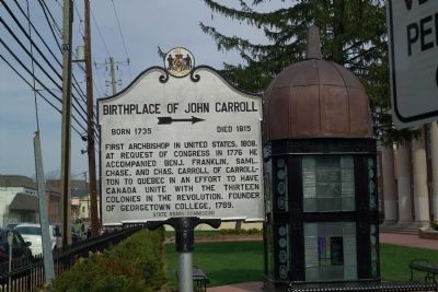 Birthplace of John Carroll Marker. Click for full size. Birthplace of John Carroll Marker image. Click for full size.