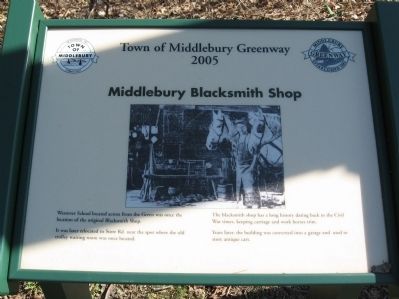 Middlebury Blacksmith Shop Marker. Click for full size. Middlebury Blacksmith Shop Marker image. Click for full size.