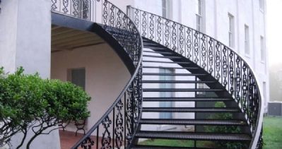 Steel Staircase Leading to Second Story Balcony<br>Not Original to the Building image. Click for full size.