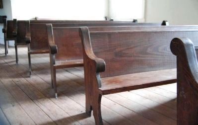 Wooden Pews in Second Story Chapel image. Click for full size.