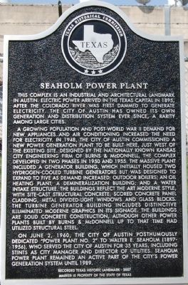 Seaholm Power Plant Marker. Click for full size. Seaholm Power Plant Marker image. Click for full size.