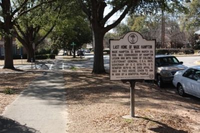 Last Home of Wade Hampton Marker, near the corner of Senate and Barnwell Streets. Click for full size. Last Home of Wade Hampton Marker, near the corner of Senate and Barnwell Streets image. Click for full size.