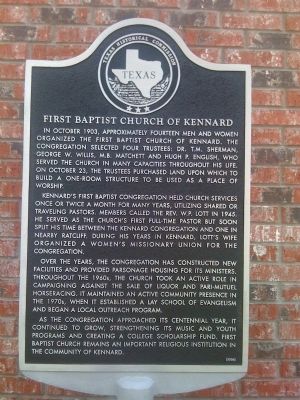 First Baptist Church of Kennard Marker image. Click for full size.