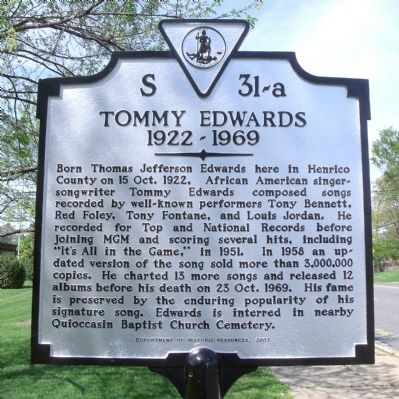 Tommy Edwards Marker image. Click for full size.