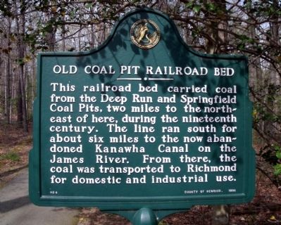Old Coal Pit Railroad Bed Marker. Click for full size. Old Coal Pit Railroad Bed Marker image. Click for full size.