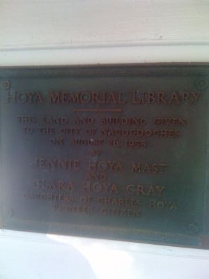 Hoya Memorial Library Marker. Click for full size. Hoya Memorial Library Marker image. Click for full size.